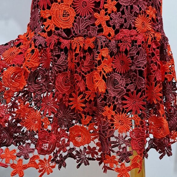 Anthropologie Eva Franco Brigitte Floral Lace Embroidered Crochet Midi Dress 0 - Picture 10 of 16